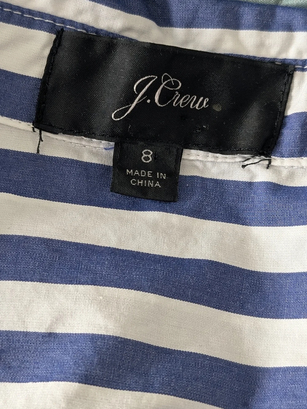 J. Crew Cotton Blue & White Striped Button-Front Shirt Dress Size 8 - Classic!